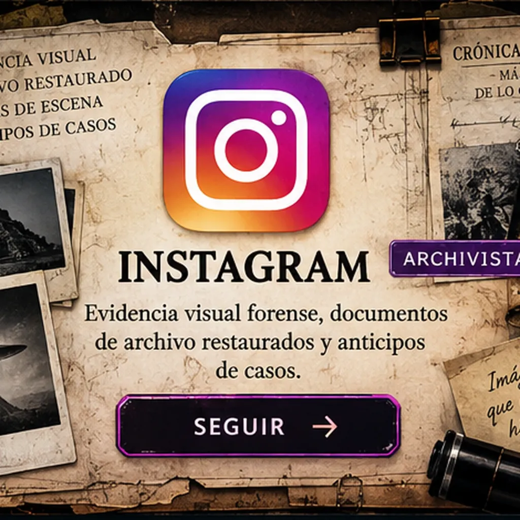 Crónicas Veladas en Instagram — Evidencia visual forense, documentos de archivo restaurados y anticipos de casos